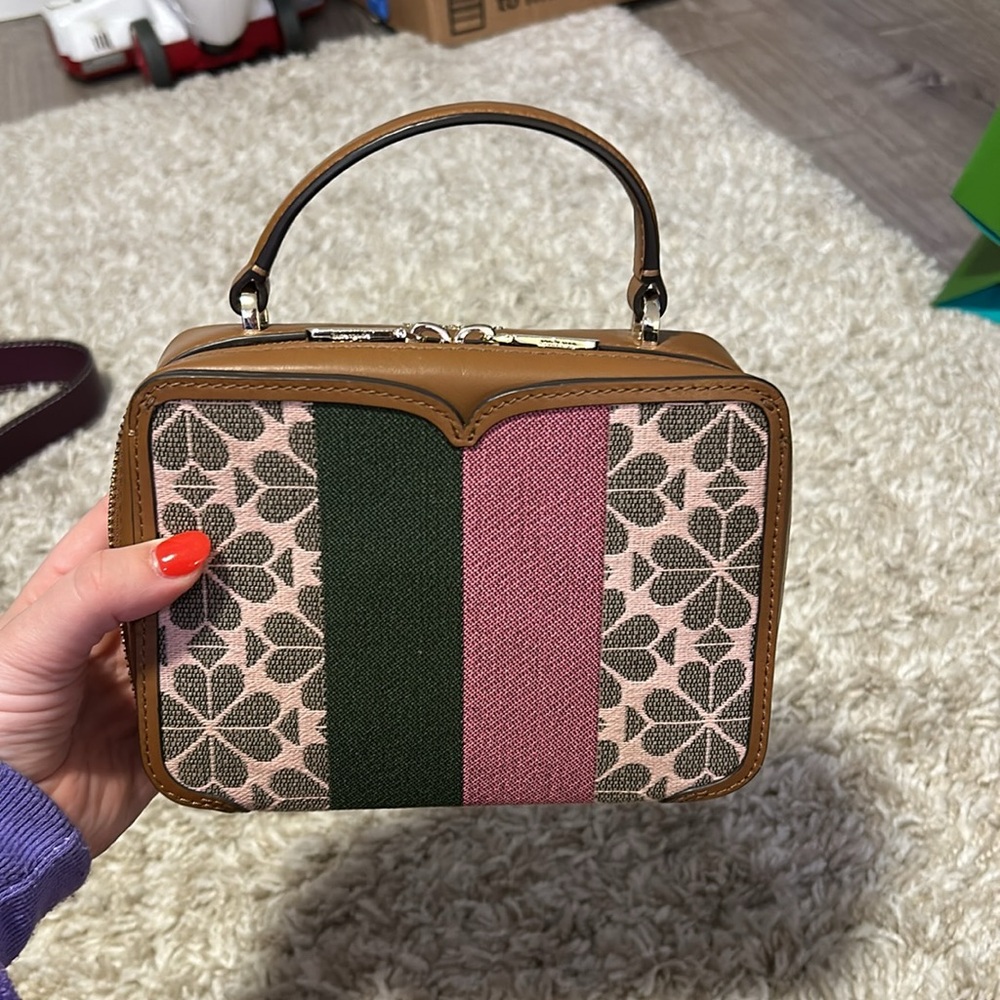 Kate Spade New York Spade Flower Jacquard Vanity Stripe Mini Top-Handle Bag